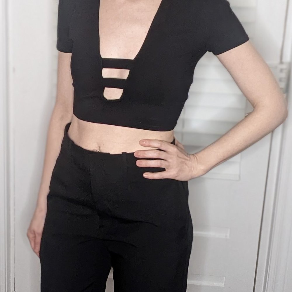 Y2K deep-V crop top